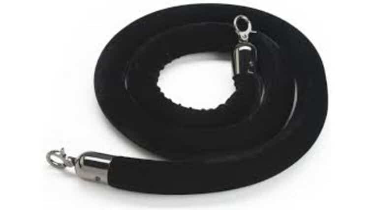 6.5′ Black Polyester Velour Stanchion Rope w/Chrome Snap Hook End | Rental
