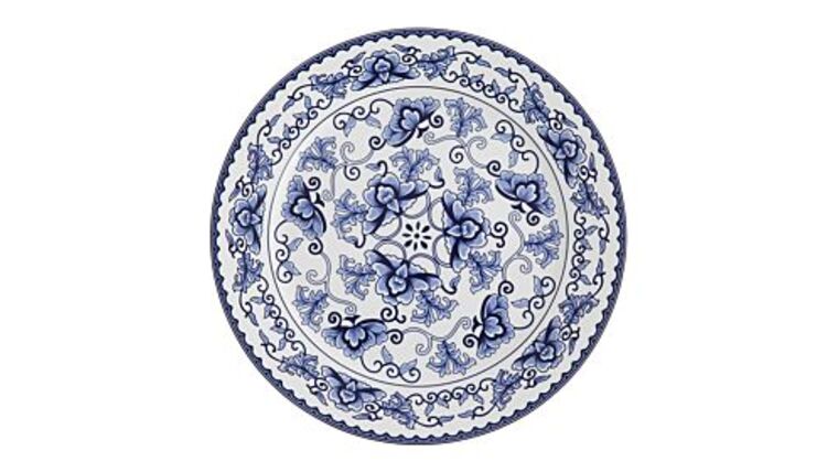 White/Blue Corsica Charger Plate | Rental