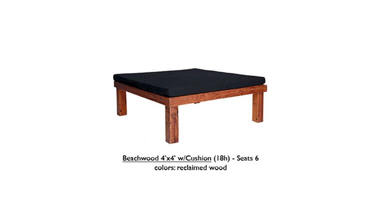 4′ x 4′ x 18″h Black Beechwood Ottoman With Cushion | Rental 4′ x 4′ x 18″h Black Beechwood Ottoman With Cushion | Rental