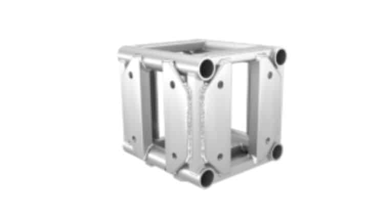 Xtreme Truss – 12″ x 12″ Box Xtreme Structures 6 Way Silver Box Truss Corner Block | Rental