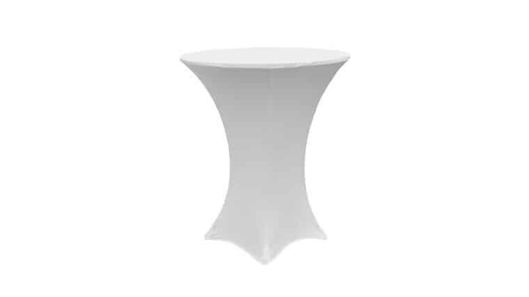 Spandex | White | 30″ Round x 42″H Spandex Cocktail Tablecloth | Rental