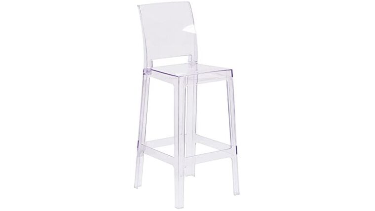 Clear Ghost Barstool w/Square Back | Rental