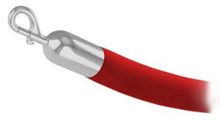 6′ Red Velour Stanchion Rope With Satin Chrome Snap Clasp | Rental 6′ Red Velour Stanchion Rope With Satin Chrome Snap Clasp | Rental