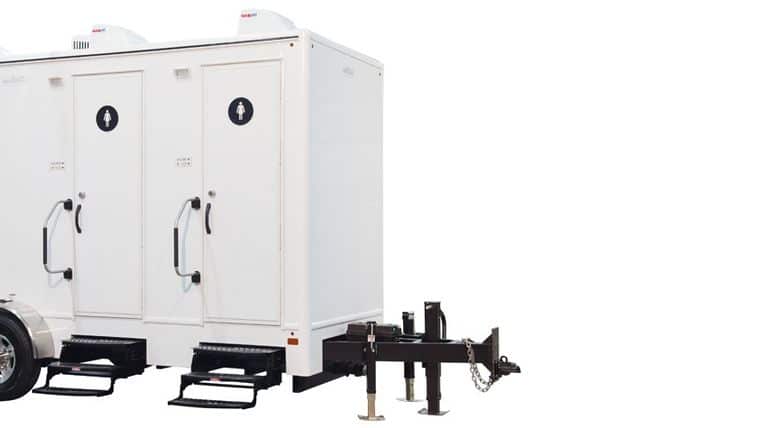 Executive – 3 Stall White Restroom Trailer w/AC | Rental