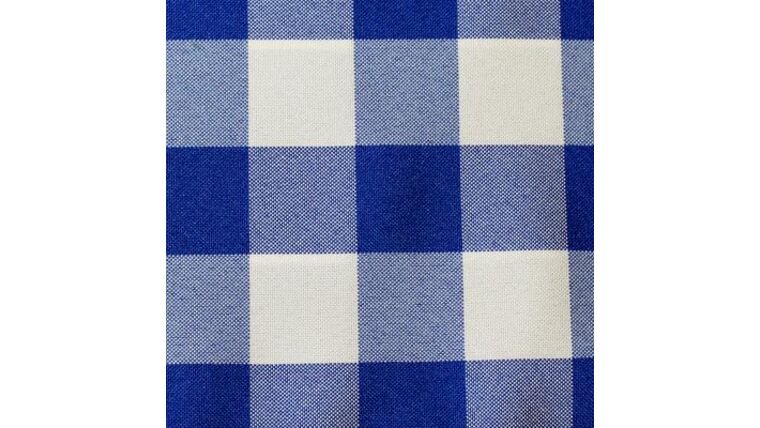 Polyester | Royal Blue & White Check | 90″ x 156″ Rectangle Tablecloth | Rental