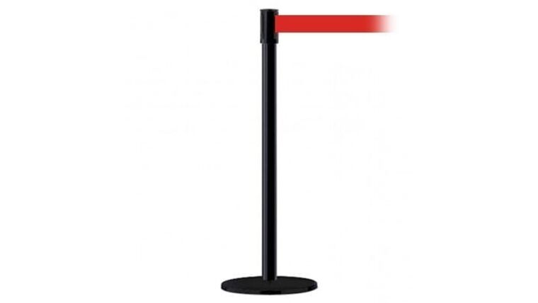 7.5′ Black Retractable Stanchion Pole w/Red Belt Kit | Rental 7.5′ Black Retractable Stanchion Pole w/Red Belt Kit | Rental