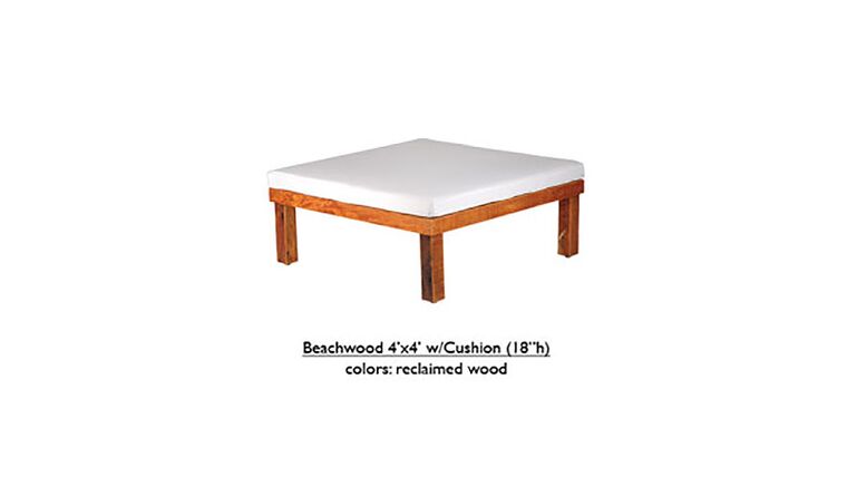 4′ x 4′ x 18″h White Beechwood Ottoman With Cushion | Rental 4′ x 4′ x 18″h White Beechwood Ottoman With Cushion | Rental