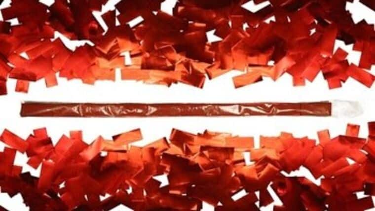 Red Metallic Confetti Sleeve Purchase | Rental