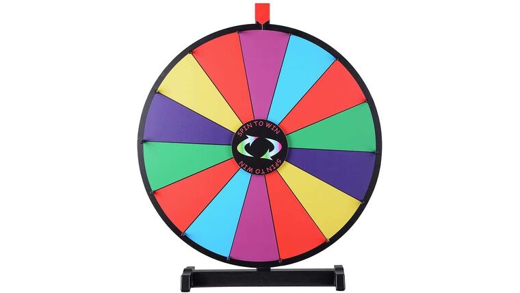 Prize Wheel – WinSpin 24″ Tabletop Spinning Prize Wheel 14 Slots with Color Dry Erase Trade Show Fortune Spin Game | Rental