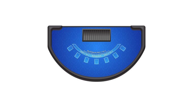 Blackjack – 6′ Casino Game Table Kit  – Dark Blue | Rental