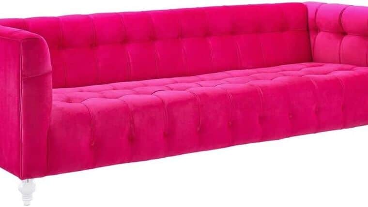 Bea Modern Velvet Sofa | Pink | Rental