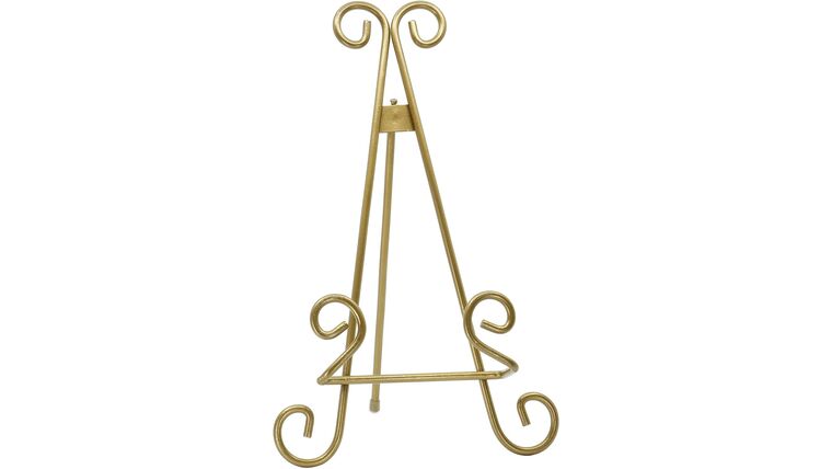 Old Gold Finish Curved Plate Stand – 13″ | Rental