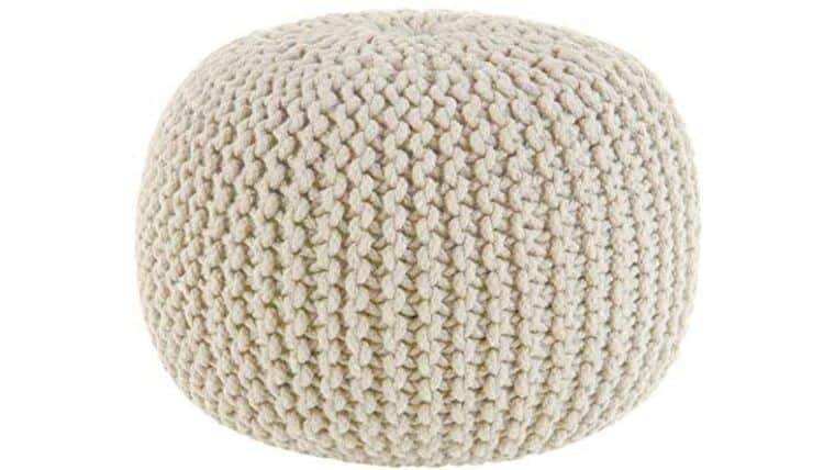 Ivory Hand Knitted Cable Style Dori Pouf – Floor Ottoman | Rental Ivory Hand Knitted Cable Style Dori Pouf – Floor Ottoman | Rental