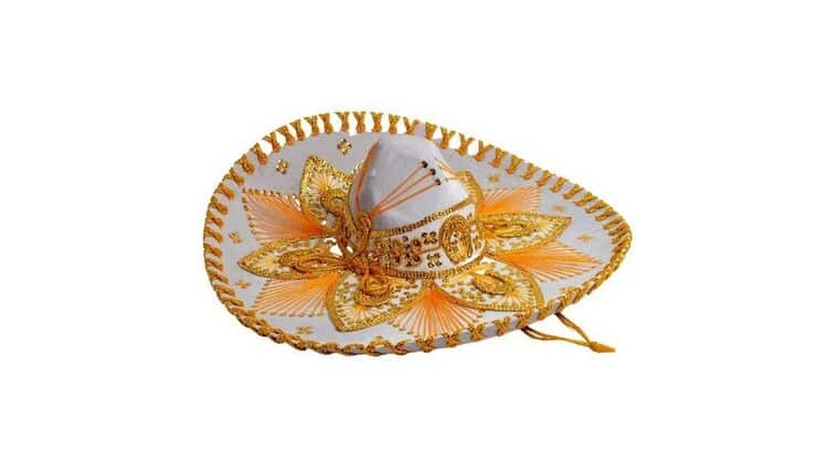 Mariachi Sombrero – White & Gold | Rental