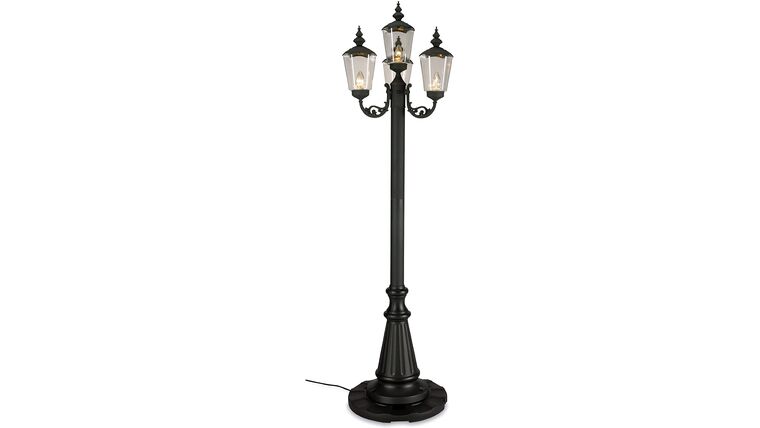 85″ Black Cambridge Four Lamp Post Patio Lamp | Rental