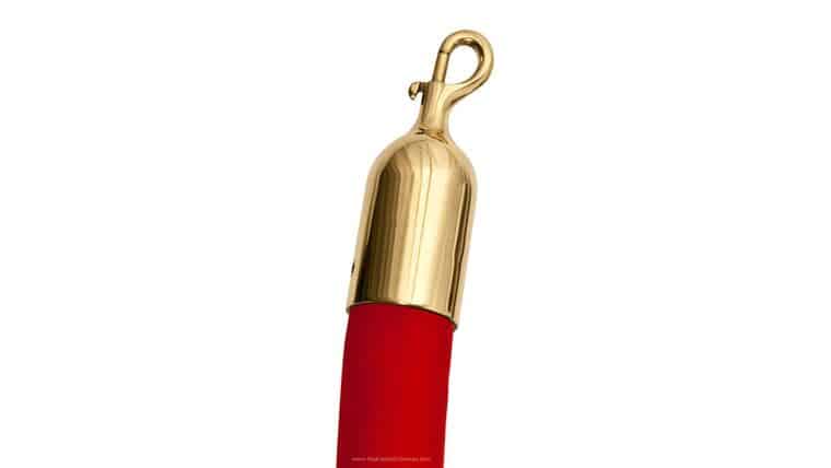 10′ Red Velour Stanchion Rope With Polished Brass Snap Clasp | Rental 10′ Red Velour Stanchion Rope With Polished Brass Snap Clasp | Rental