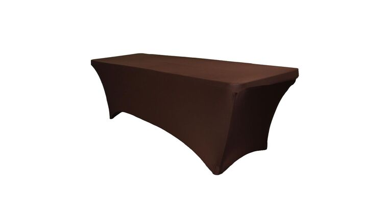 Spandex | Chocolate Brown | 8′ Rectangle Spandex Tablecloth | Rental