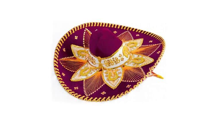 Mariachi Sombrero – Burgundy & Gold | Rental