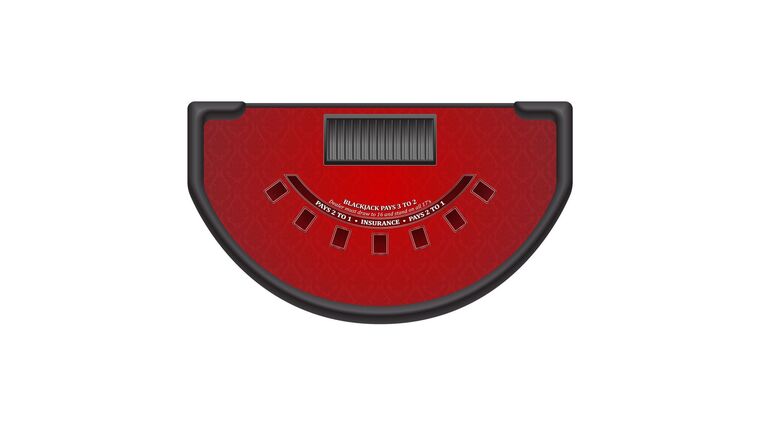 Blackjack – 6′ Casino Game Table Kit – Red | Rental