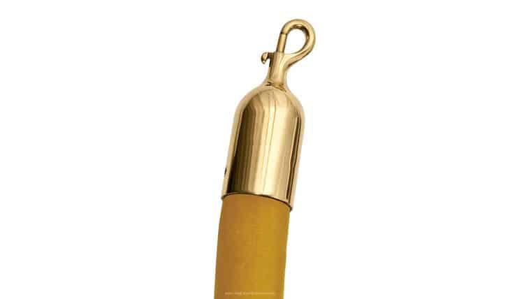 8’L x 1.5″D Gold Polyester Velour Stanchion Rope w/Polished Brass Snap Hook End | Rental 8’L x 1.5″D Gold Polyester Velour Stanchion Rope w/Polished Brass Snap Hook End | Rental