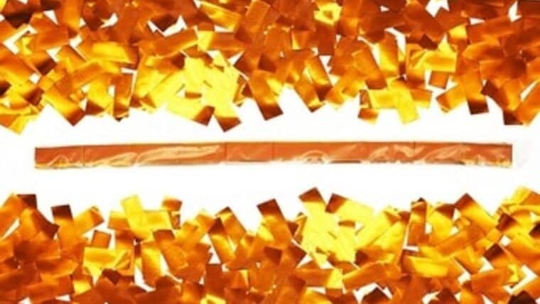 Orange Metallic Confetti Sleeve | Rental