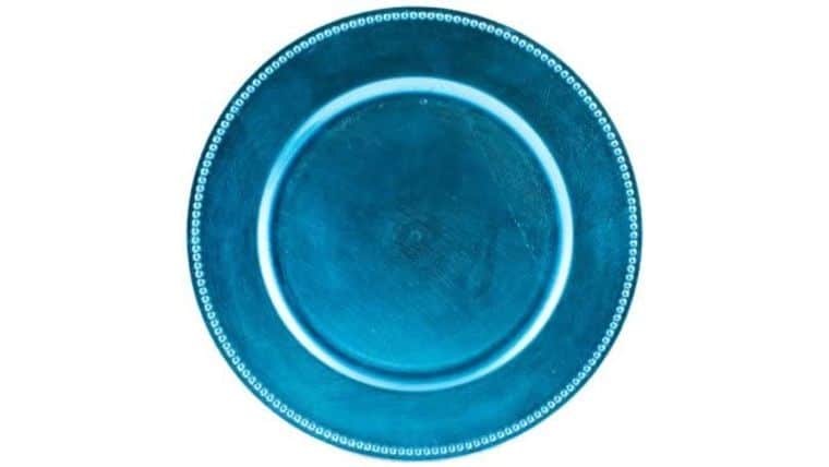 Beaded Charger Plate - Aqua Blue | Rental