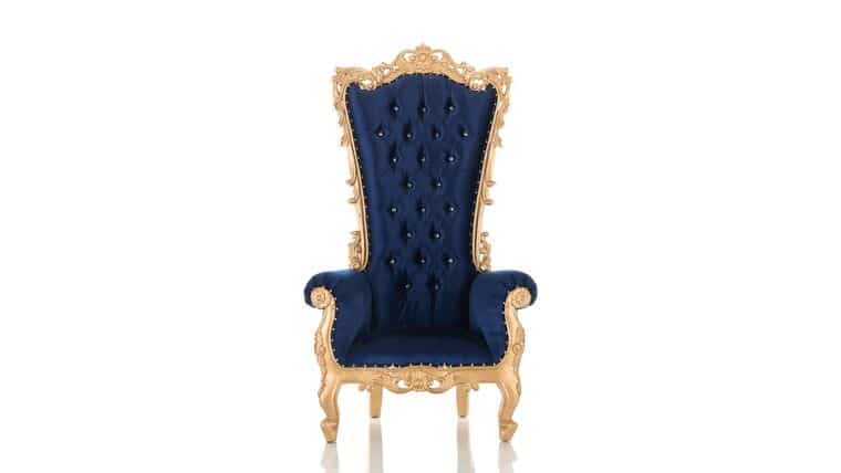 Noella Royal Throne Chair Blue / Gold | Rental