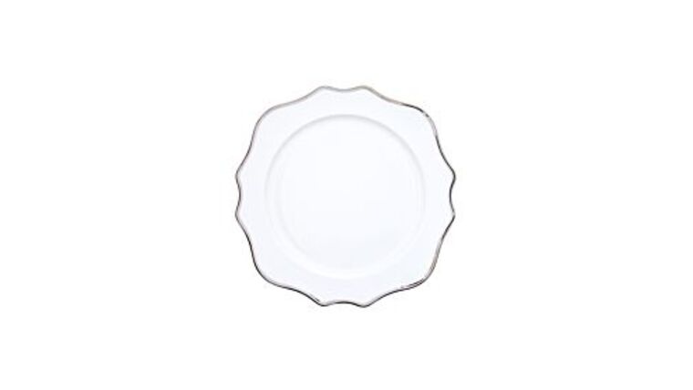 White/Platinum Band Charger Plate | Rental