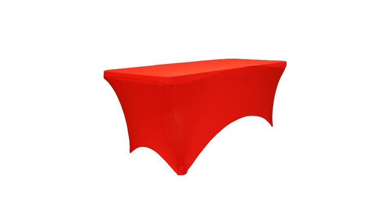 Spandex | Red | 6′ Rectangular Tablecloth | Rental