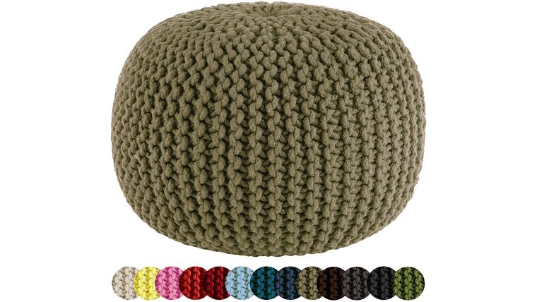 20″ Beige Hand Knitted Cable Style Dori Pouf – Floor Ottoman | Rental 20″ Beige Hand Knitted Cable Style Dori Pouf – Floor Ottoman | Rental