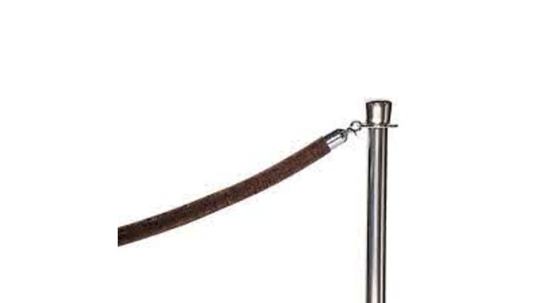 6′ Brown Naugahyde Stanchion Rope w/Polished Chrome Ends | Rental 6′ Brown Naugahyde Stanchion Rope w/Polished Chrome Ends | Rental