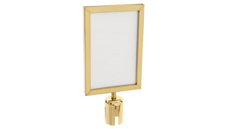 8″ x 11″ Brass Retractable Metal Stanchion Vertical Sign Holder | Rental
