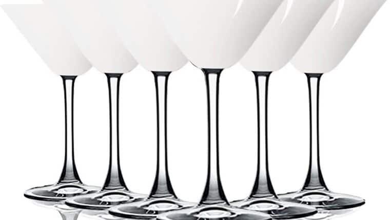 Martini Glass –  White Top Accent Martini/Cocktail 10 oz Wine Glasses – Set of 6 by TableTop King – Additional Vibrant Colors Available | Rental