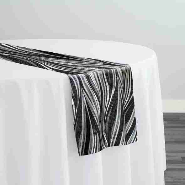 Allure Jacquard Table Runner in Black and Silver | Rental