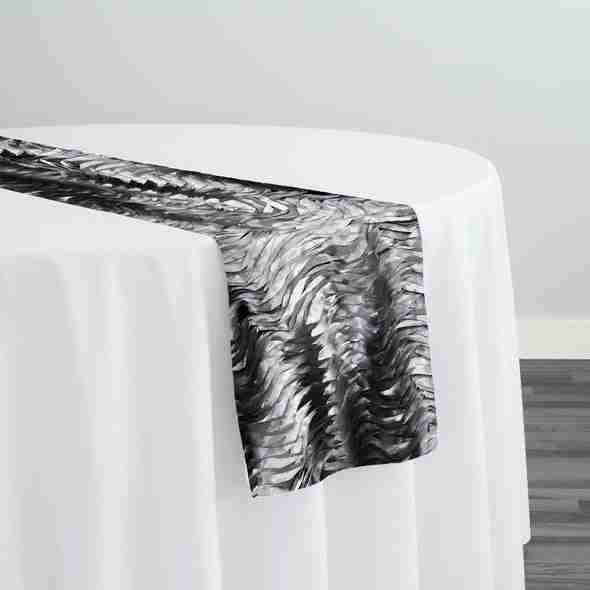 Austrian Wave Satin Table Runner in Charcoal | Rental