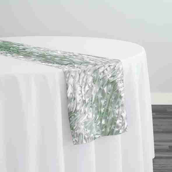Austrian Wave Satin Table Runner in Mint | Rental