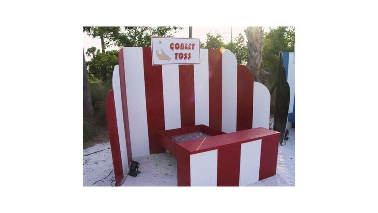 Red & White Stripped Carnival Midway Backdrop | Rental