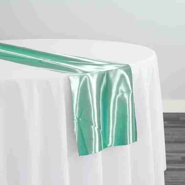 Bridal Satin Table Runner in Mint 765 | Rental