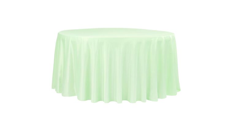 Lamour Satin 120" Round Tablecloth - Mint Green | Rental