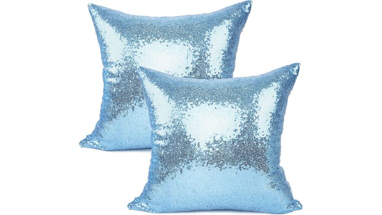 Sequin & Satin Pillow 18″ x 18″ – Blue | Rental