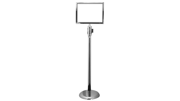 8″ x 11″ Chrome Metal Stanchion Horizontal Sign Holder | Rental