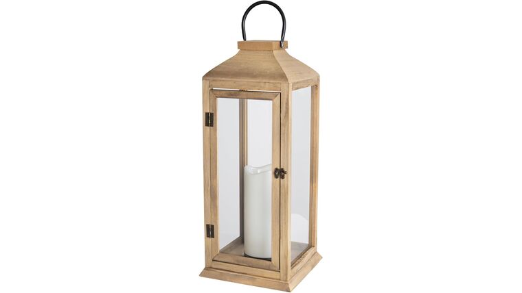 Lanterns Decorative - 27.5in New Zealand Pine Lanterns Decorative with Flameless Pillar Candles, Decorative Lanterns for Home Decor, Indoor Outdoor, Front Porch, Garden, Farmhouse Style | Rental