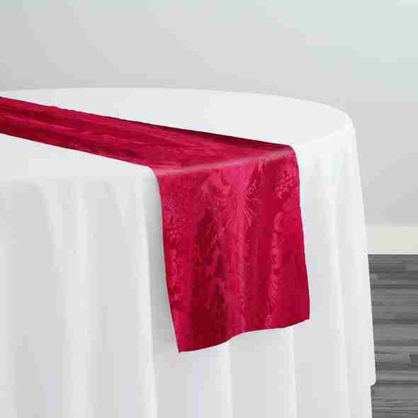 Damask Poly Table Runner in Fuchsia 1225 | Rental