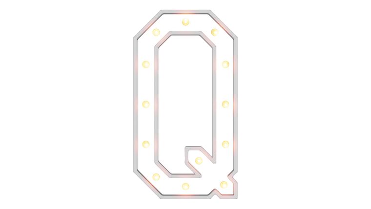 4' Wood Marquee Letter - White - "Q" | Rental
