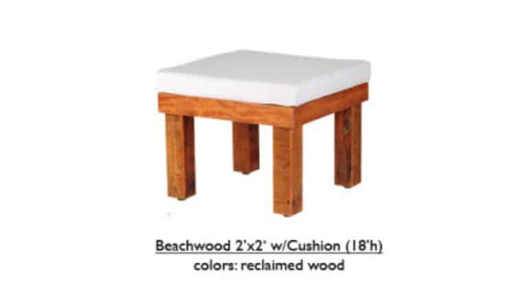 2′ x 2′ x 18″h White Beechwood Ottoman With Cushion | Rental 2′ x 2′ x 18″h White Beechwood Ottoman With Cushion | Rental