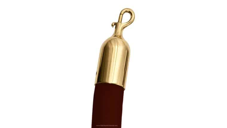 6′ Brown Naugahyde Stanchion Rope w/Polished Brass Ends | Rental
