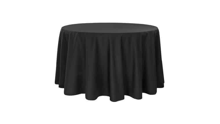 Polyester 120″ Round Tablecloth – Black | Rental