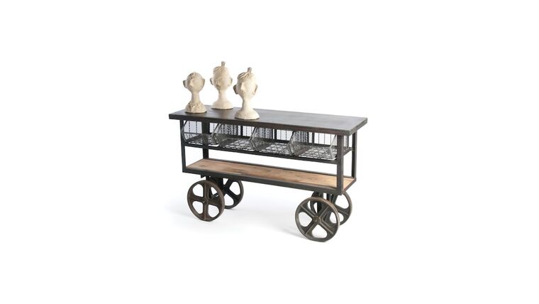 Black Metal Base with Steel Top Rolling Kitchen Cart (61.5-in x 19-in x 36-in) | Rental