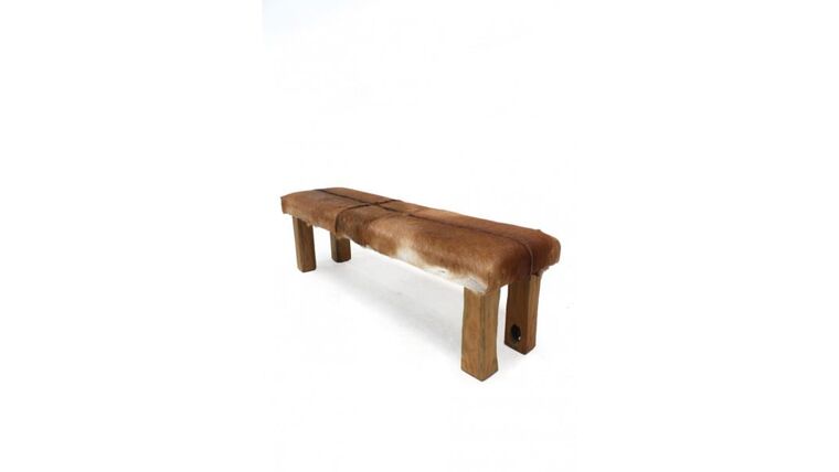 4′ Rustic Goat Skin Bench – Large | Rental