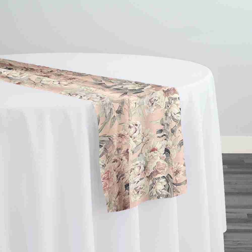 Floral Dusk (Poly Print) Table Runner in Blush | Rental